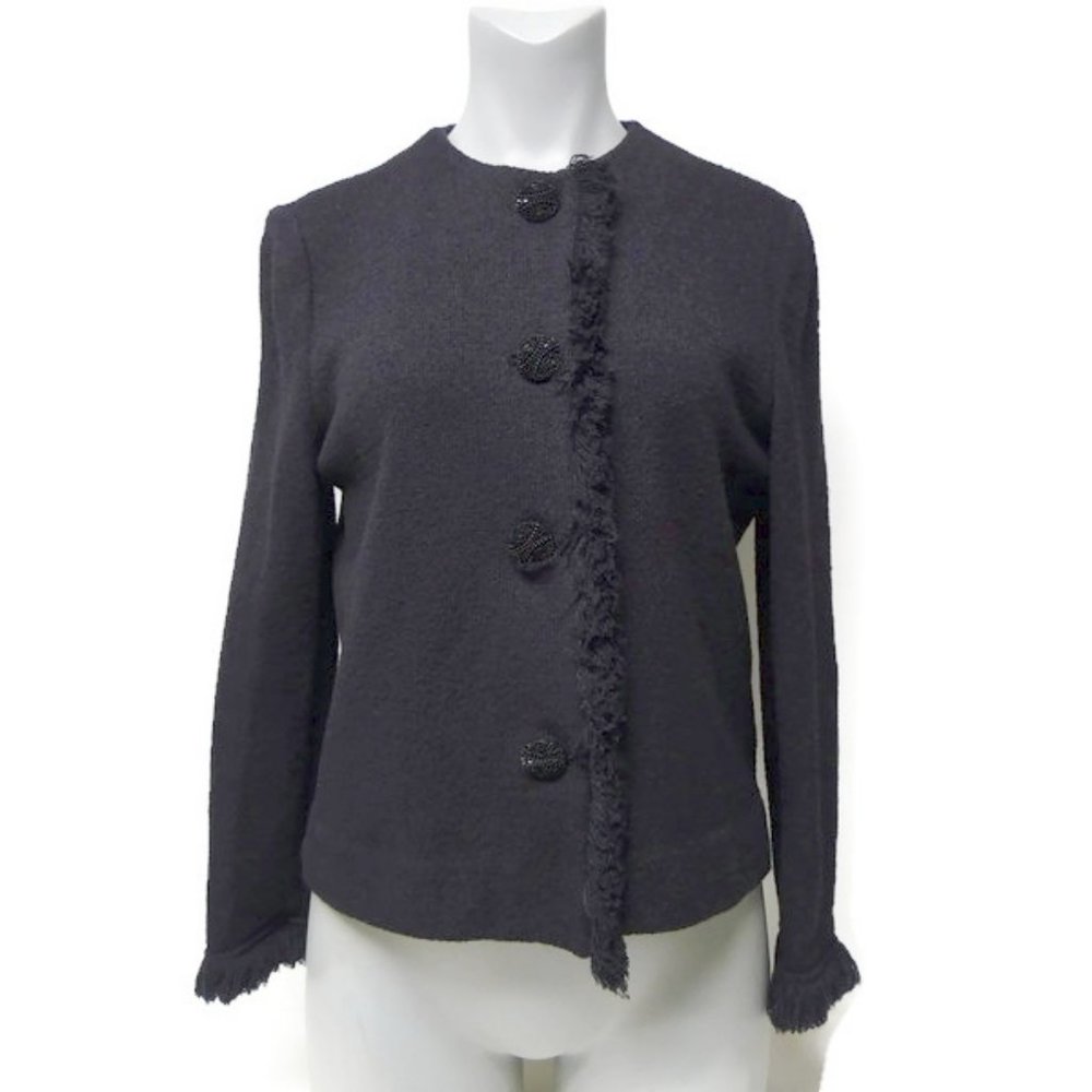 80s Castleberry black knitted fringed jacket